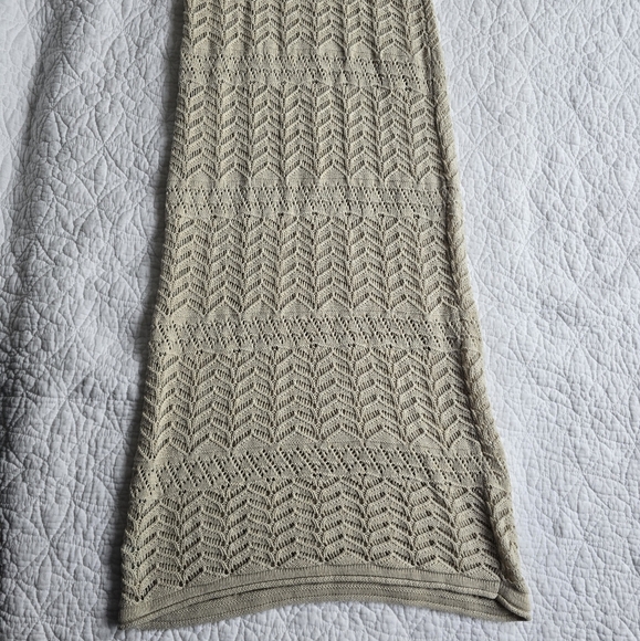 Roots Beige Maxi Dress Crochet Summer Beach Cover Up Size Medium - Picture 9 of 12